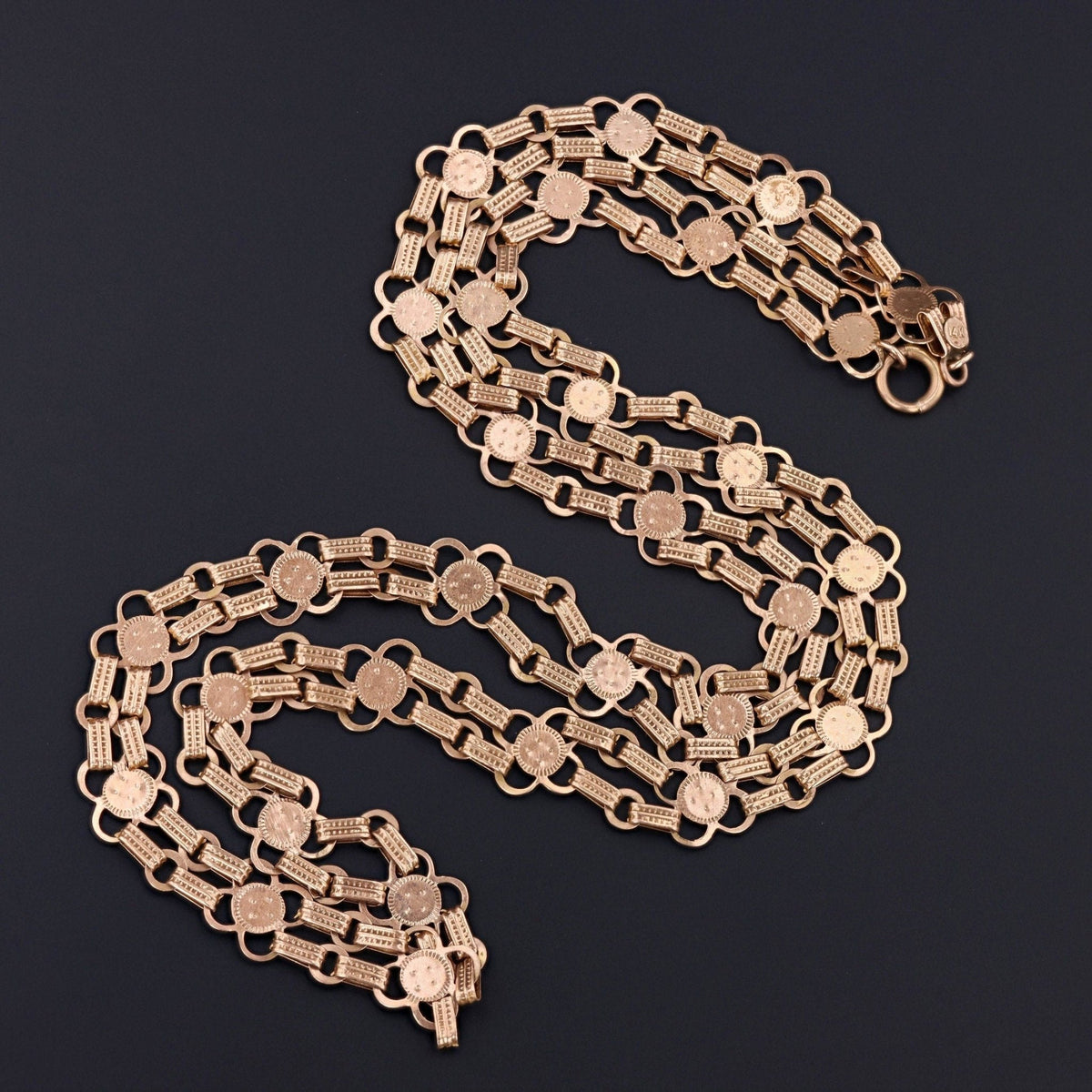 Antique Book Chain Necklace of 10k Rose Gold - Trademark Antiques