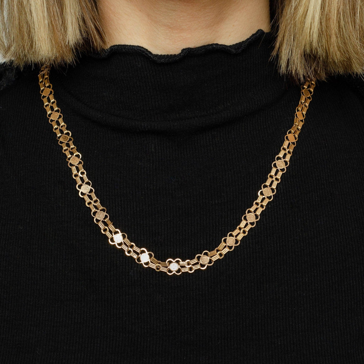 Antique Book Chain Necklace of 10k Rose Gold - Trademark Antiques