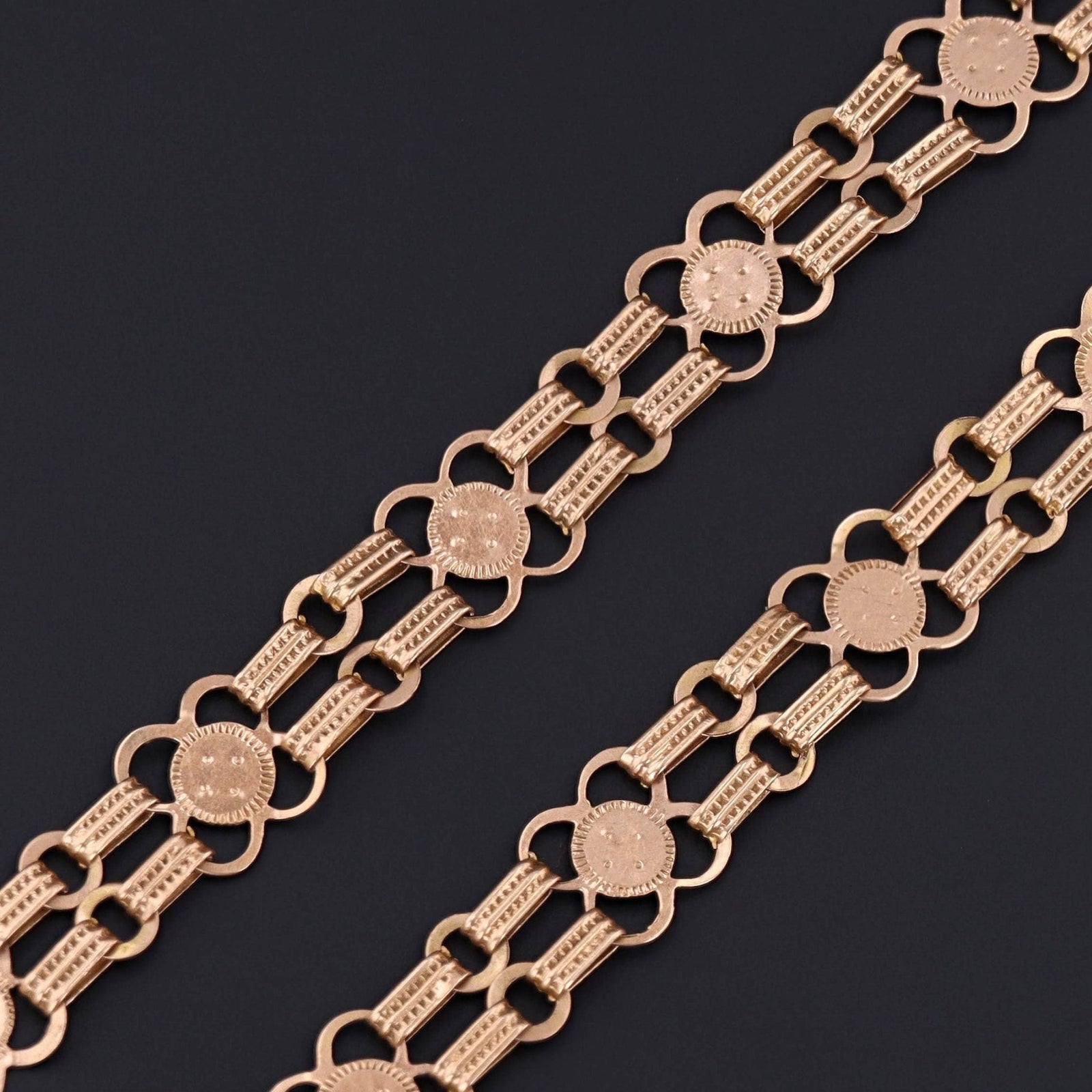 Antique Book Chain Necklace of 10k Rose Gold - Trademark Antiques