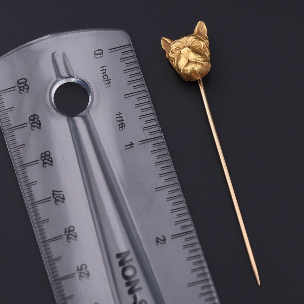 Antique Boston Terrier Dog Stickpin of 14k Gold - Trademark Antiques