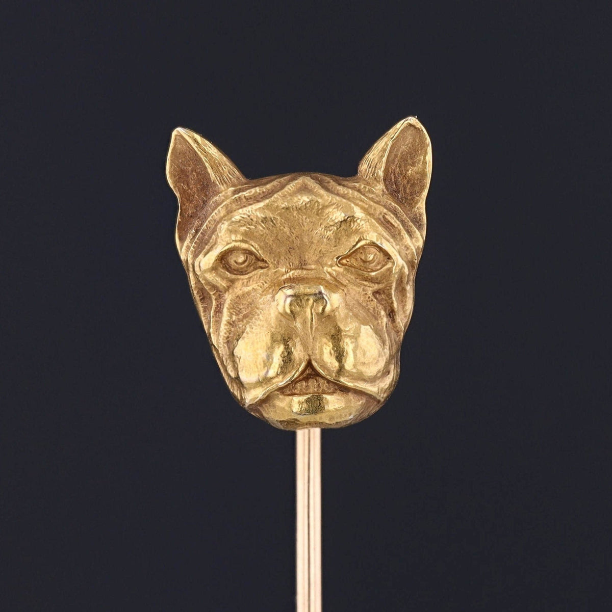 Antique Boston Terrier Dog Stickpin of 14k Gold - Trademark Antiques