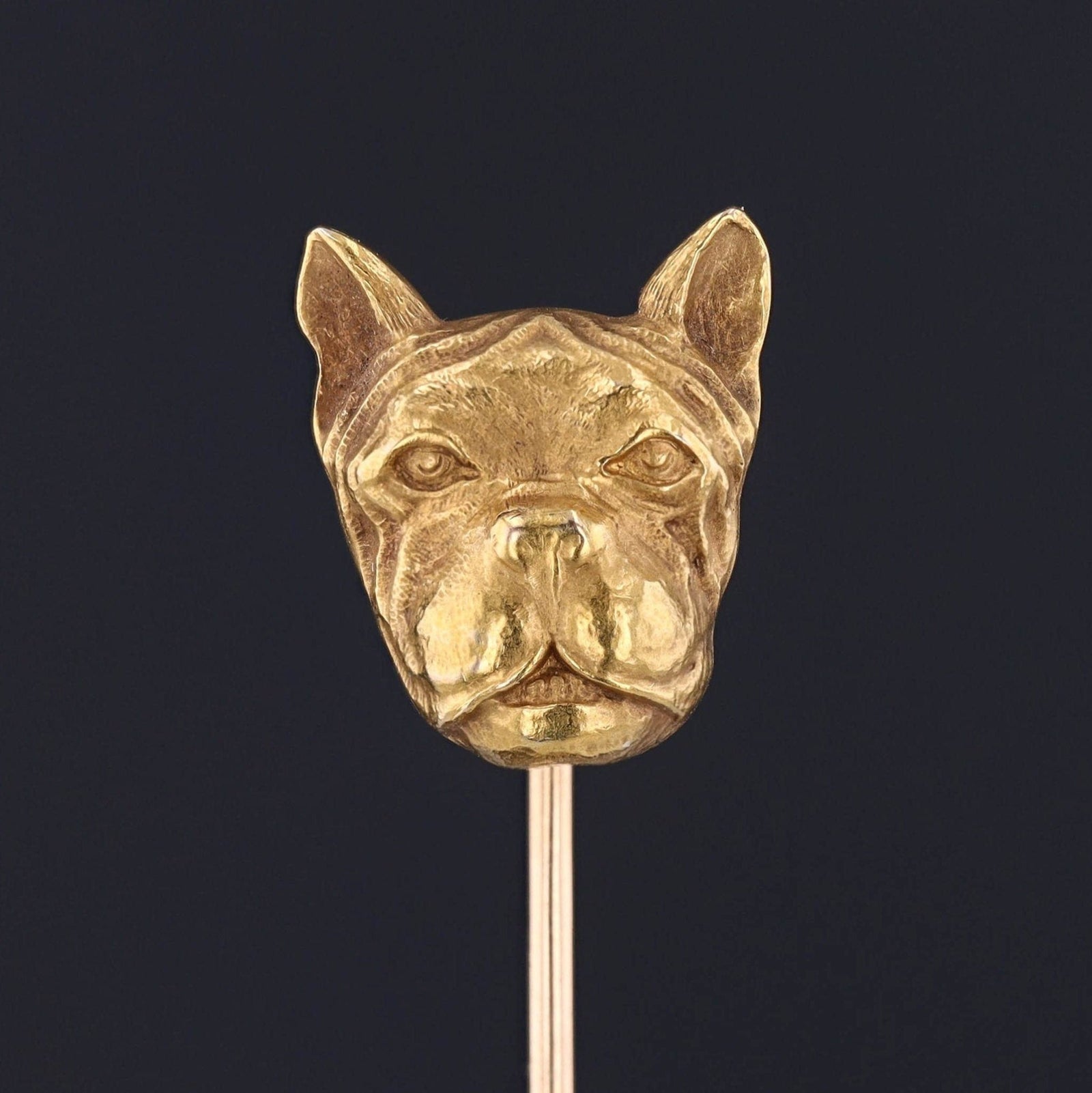 Antique Boston Terrier Dog Stickpin of 14k Gold - Trademark Antiques