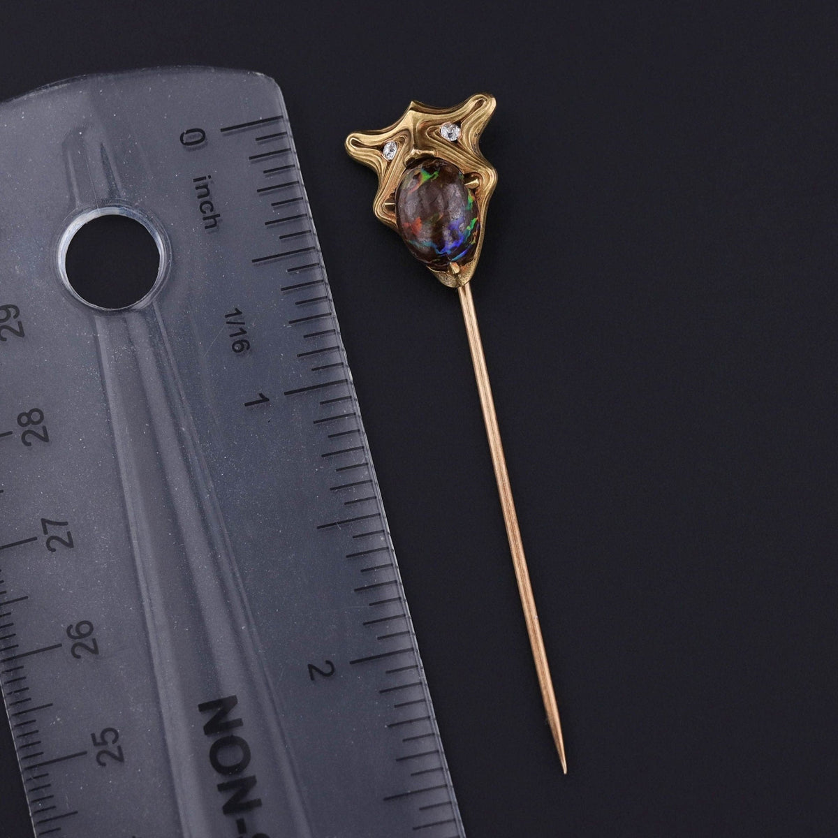 Antique Boulder Opal Gargoyle Stick Pin of 14k Gold - Trademark Antiques