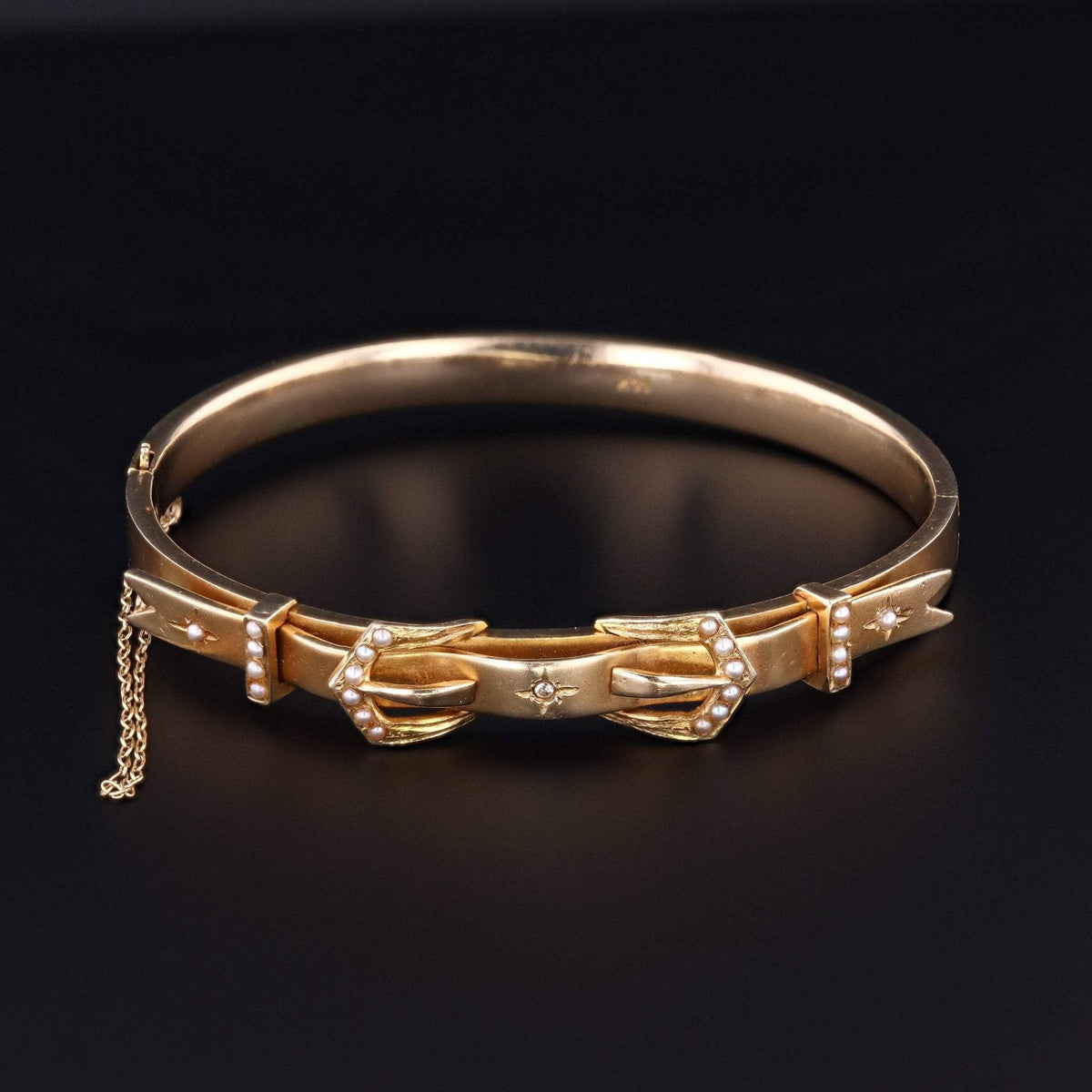 Antique Buckle Bangle Bracelet | 14k Gold Bangle Bracelet - Trademark Antiques