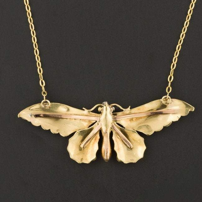 Antique Butterfly Necklace | Brooch Conversion Necklace - Trademark Antiques