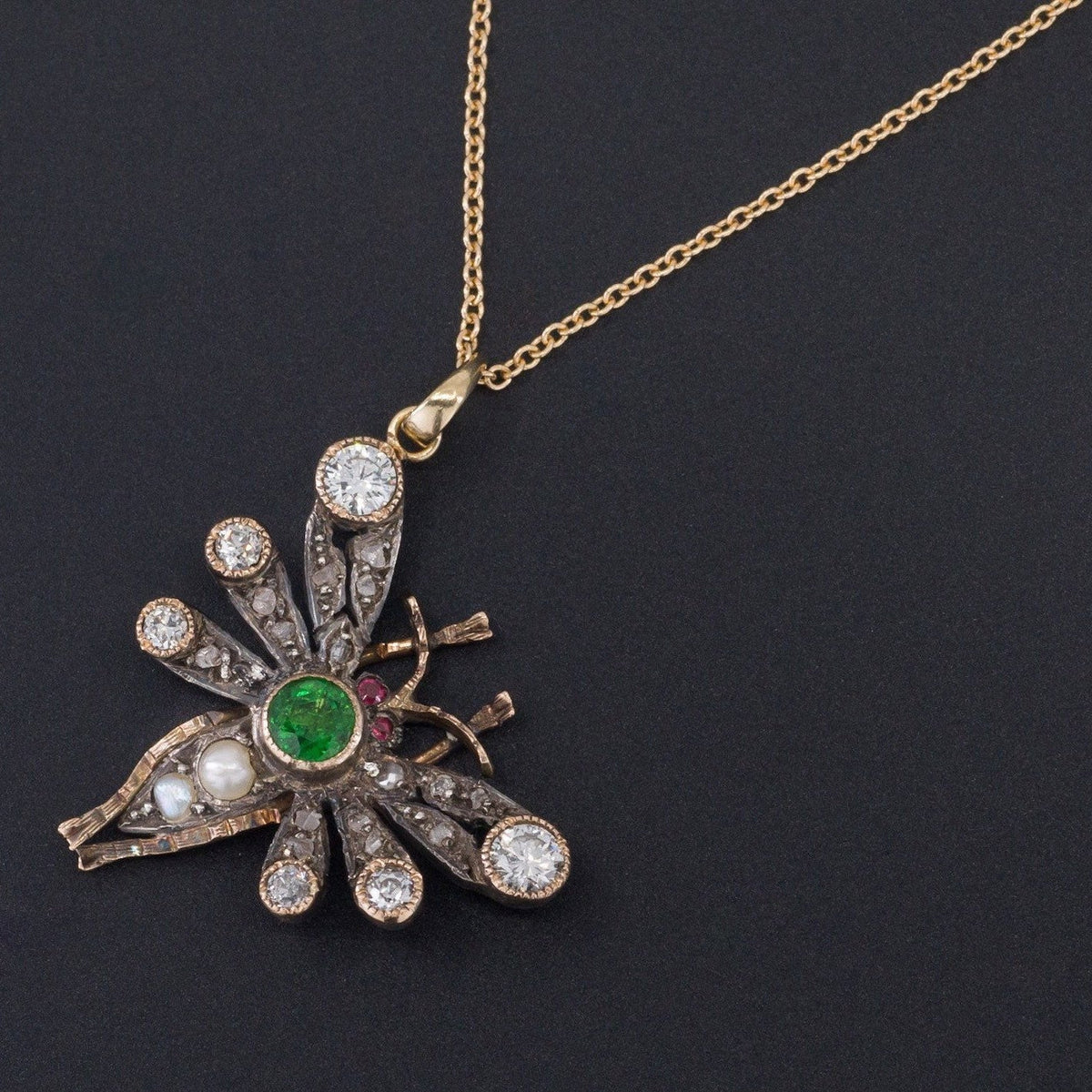Antique Butterfly or Insect Pendant | Diamond Butterfly - Trademark Antiques