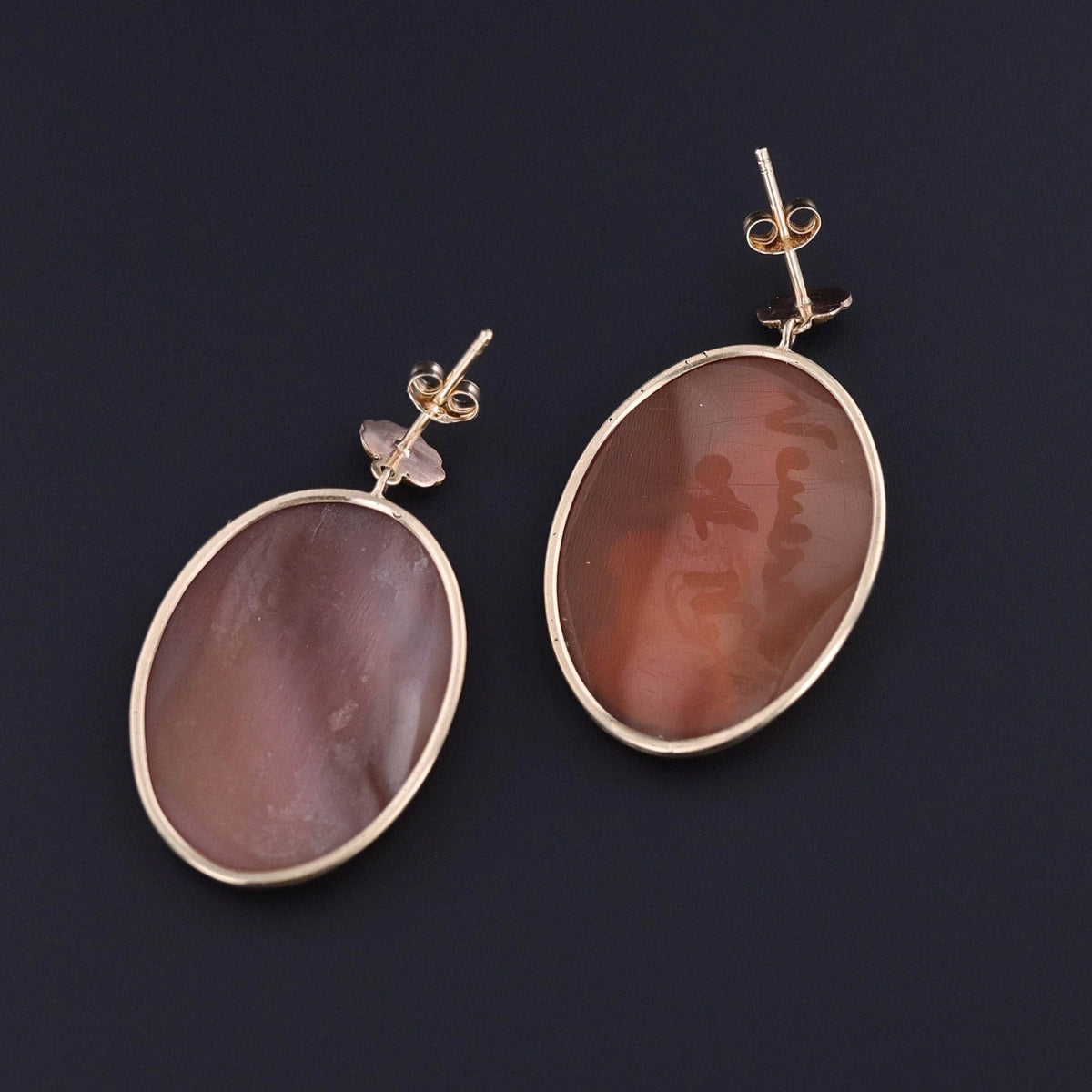 Antique Cameo Conversion Earrings of 14k Gold - Trademark Antiques