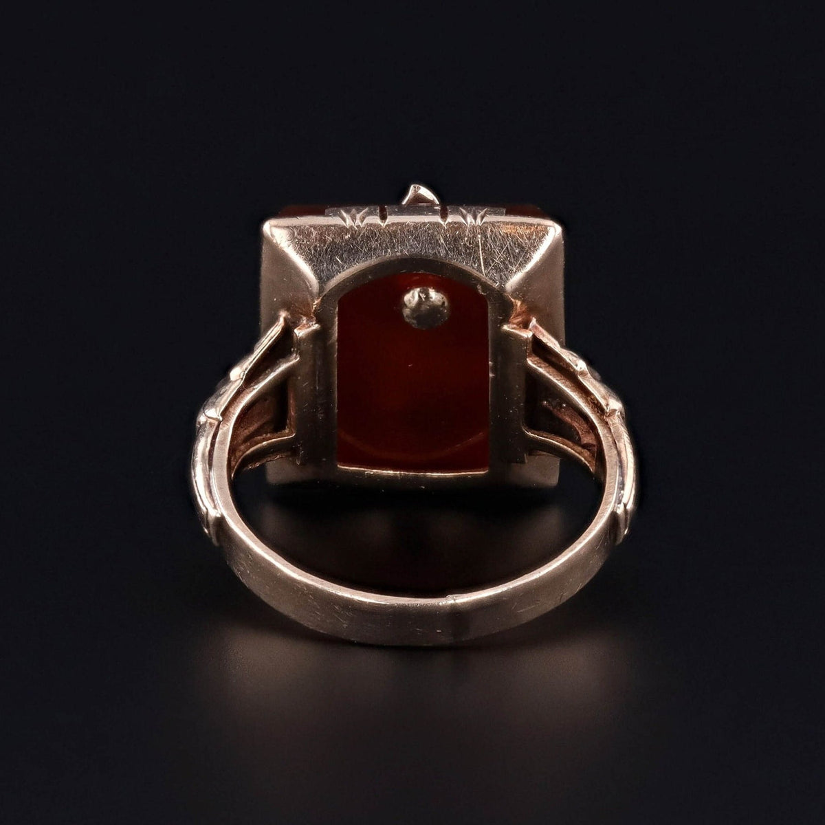Antique Carnelian and Enamel Flower Conversion Ring of 10k Gold - Trademark Antiques