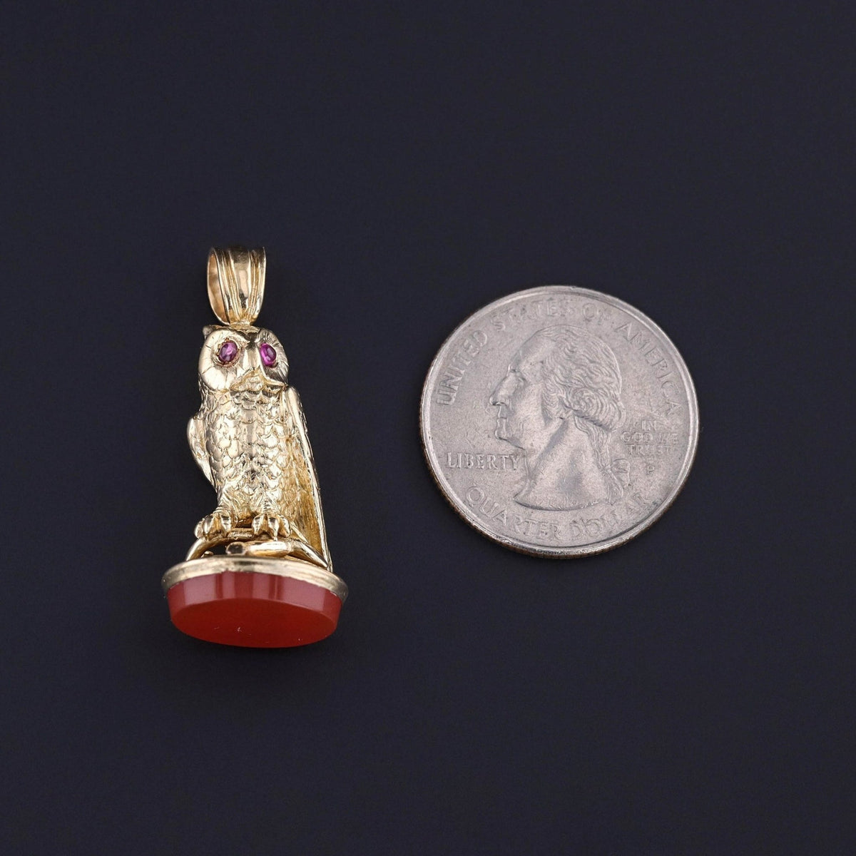 Antique Carnelian Owl Fob of 18k Gold - Trademark Antiques