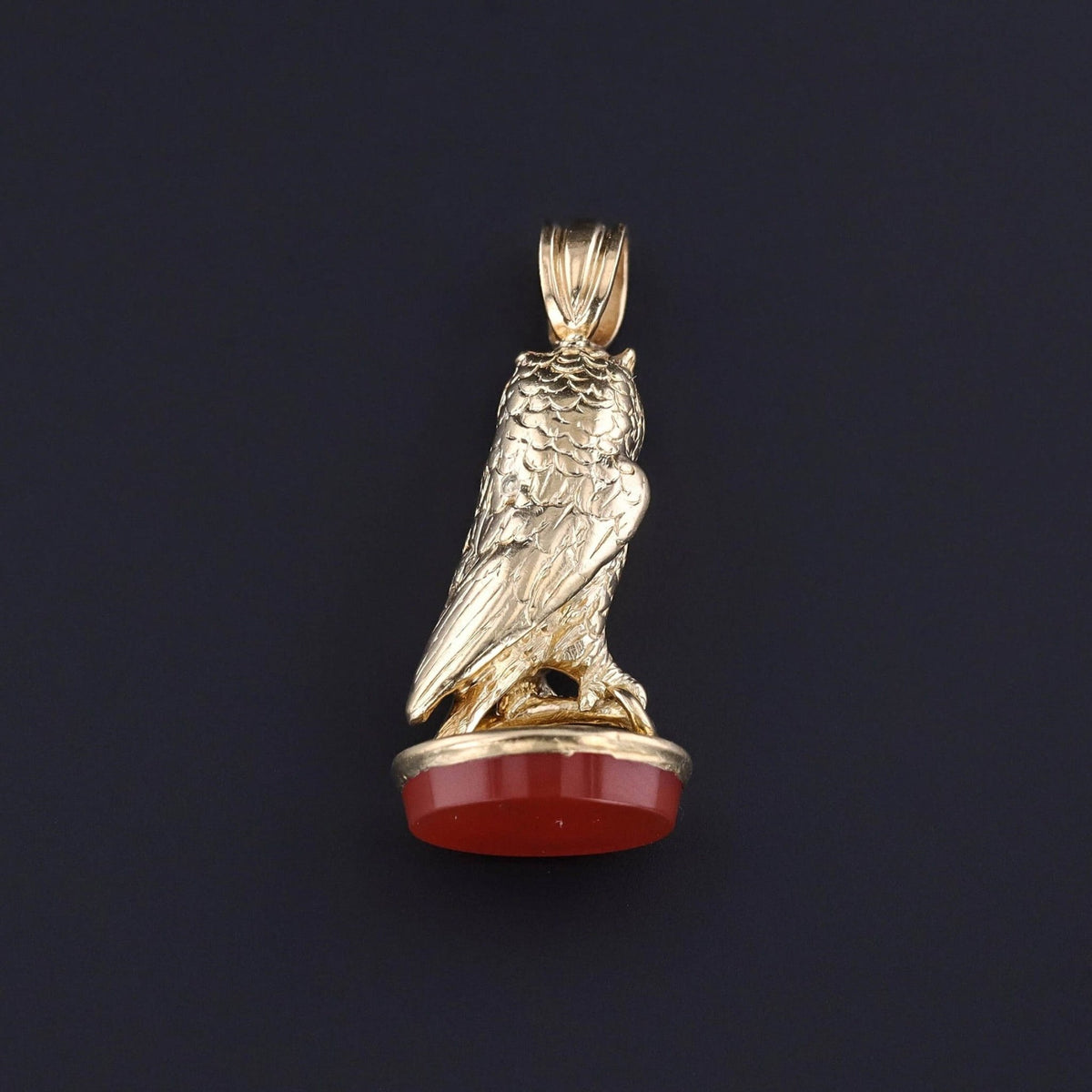 Antique Carnelian Owl Fob of 18k Gold - Trademark Antiques