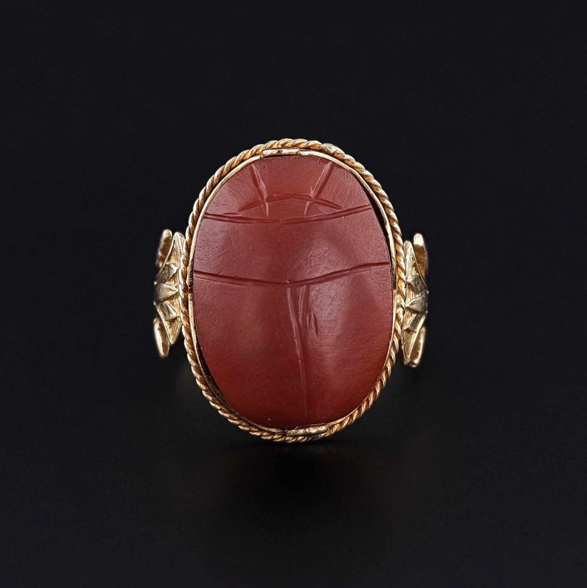 Antique Carnelian Scarab Ring of 18k Gold - Trademark Antiques
