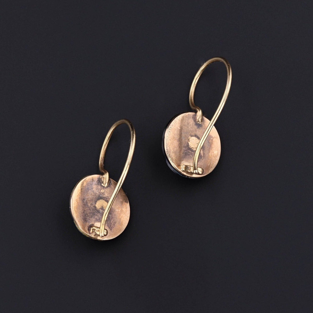 Antique Carved Banded Agate and Diamond Earrings of 14k Gold - Trademark Antiques