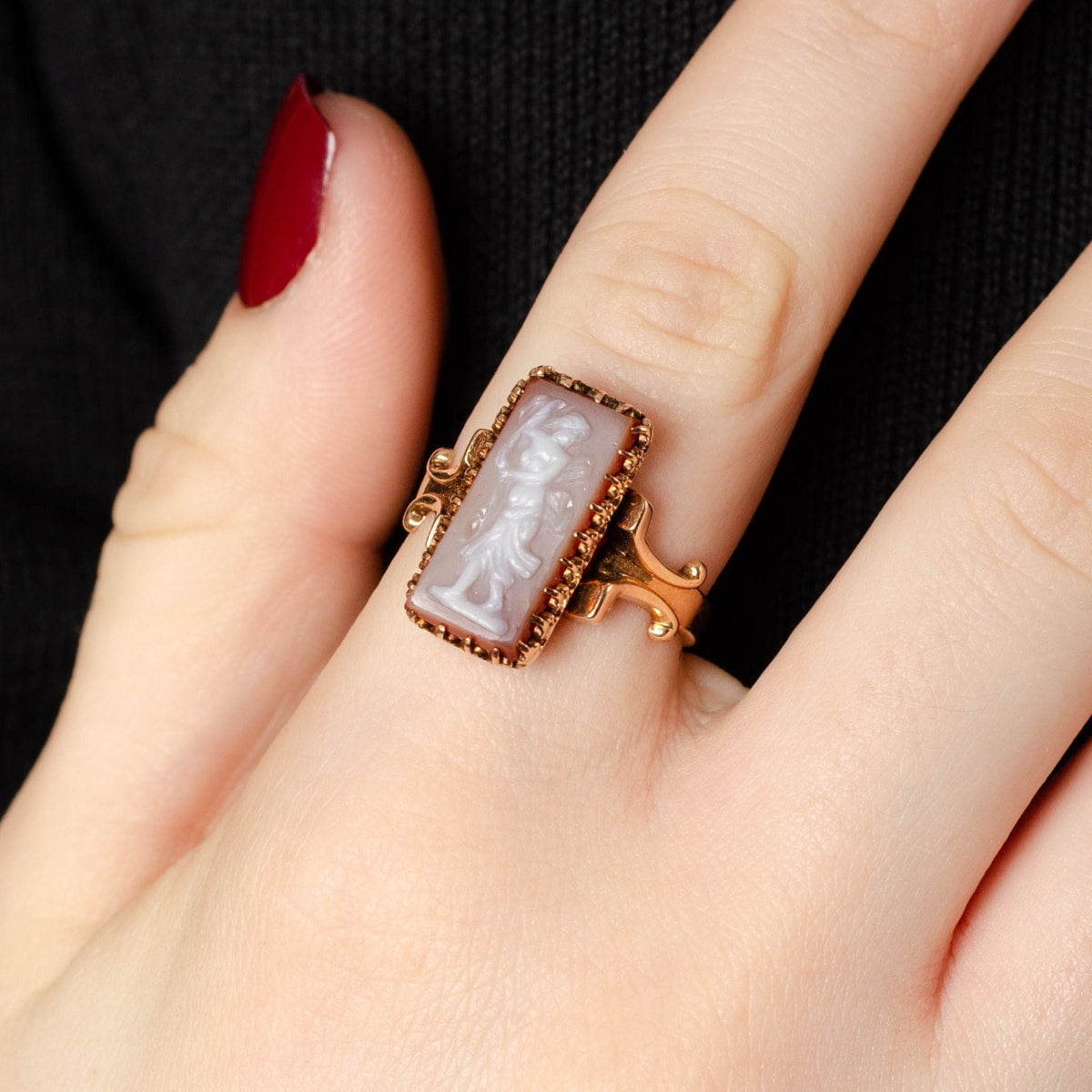 Antique Carved Shell Cameo Ring of 14k Gold - Trademark Antiques