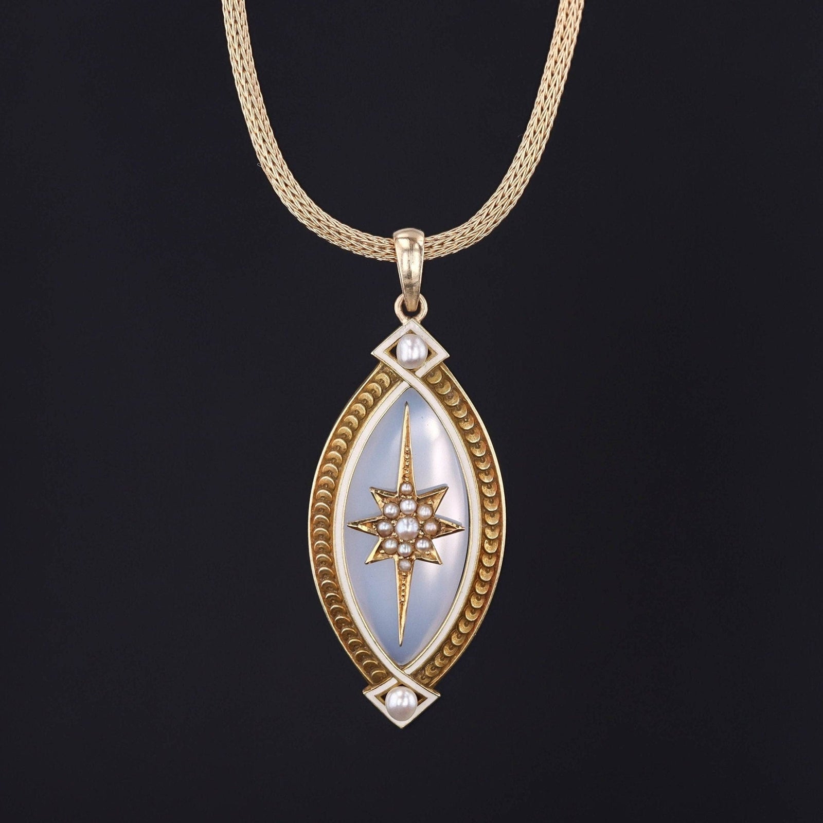 Antique Chalcedony & Pearl Pendant | Edwardian Pendant - Trademark Antiques