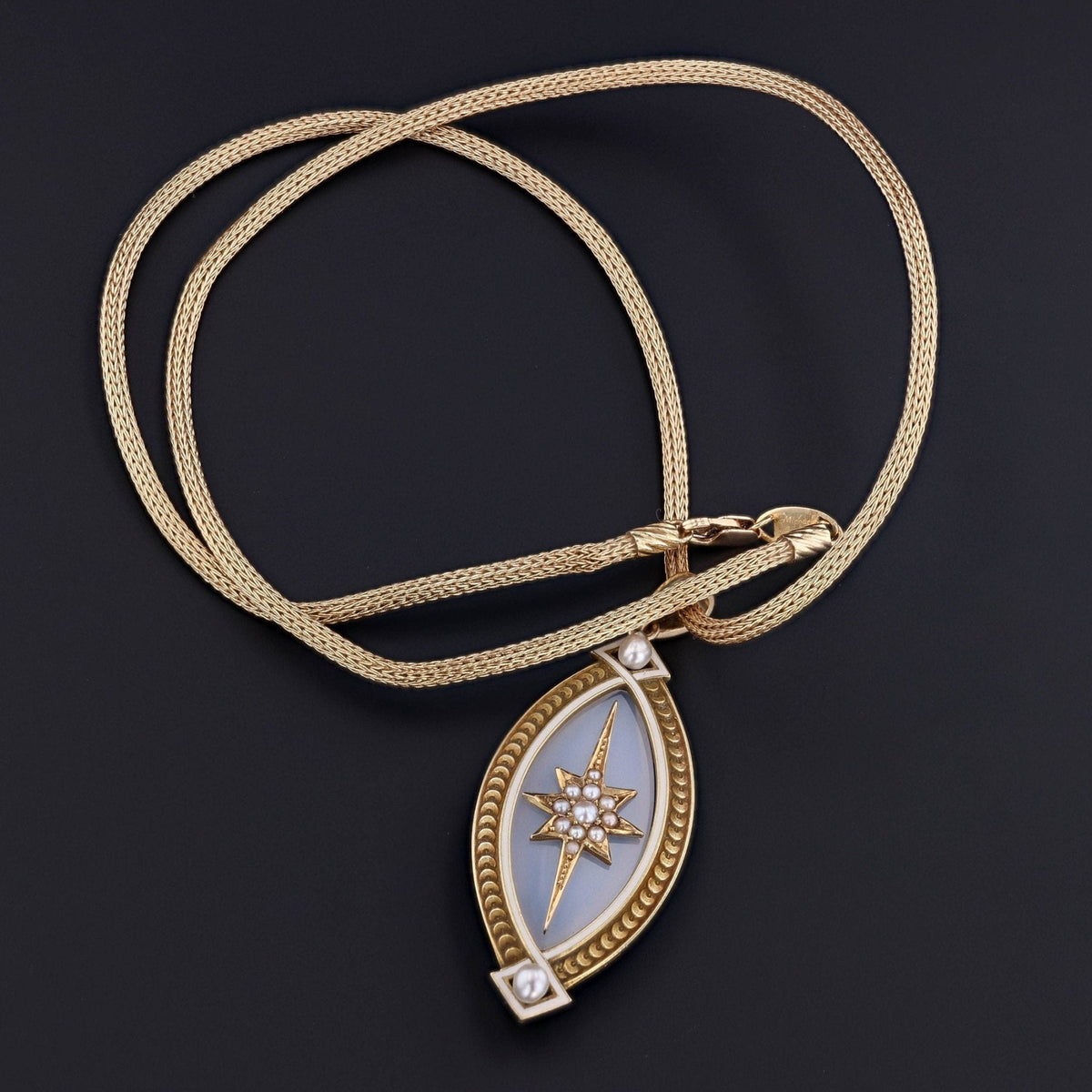 Antique Chalcedony &amp; Pearl Pendant | Edwardian Pendant - Trademark Antiques