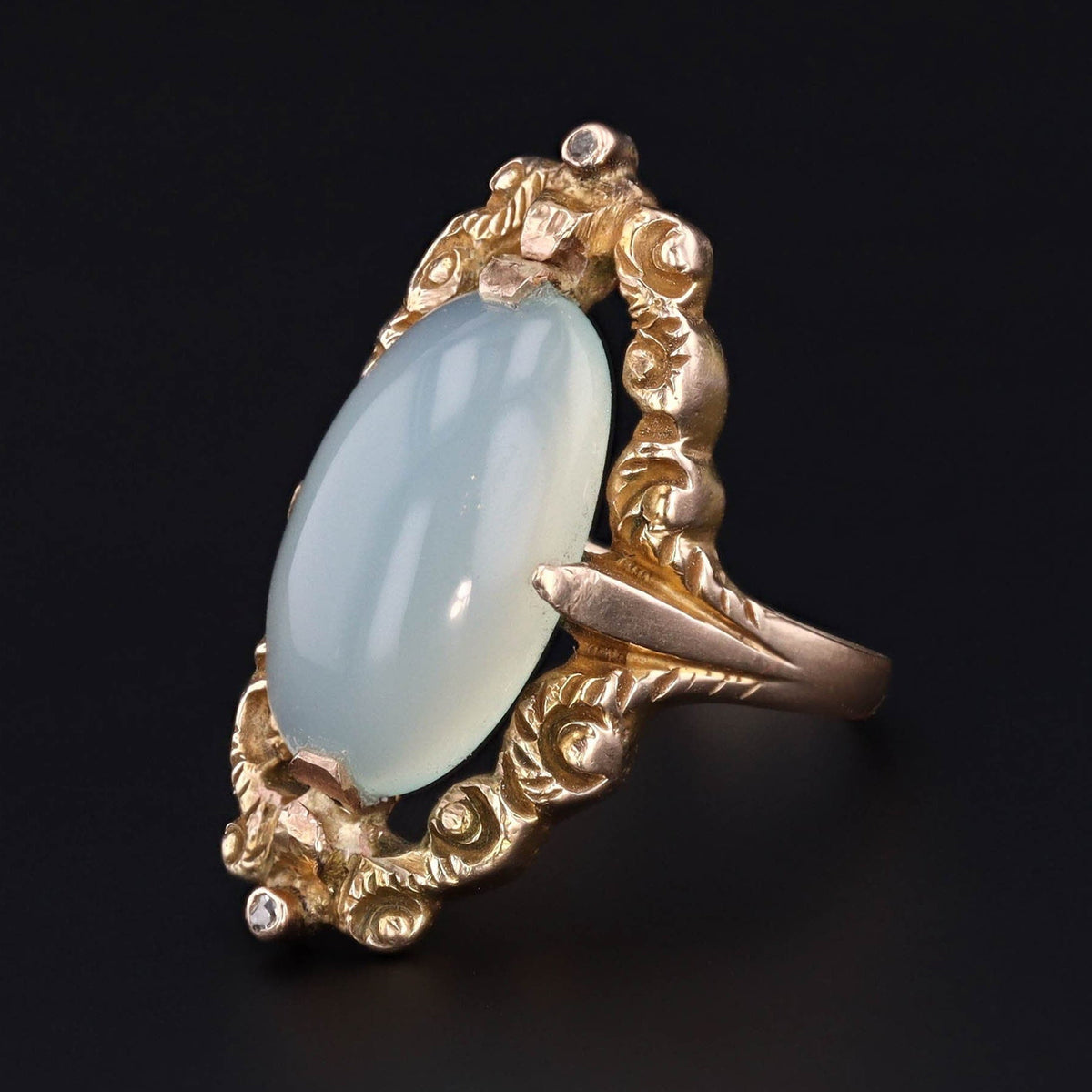 Antique Chalcedony Ring of 10k Gold Ring - Trademark Antiques
