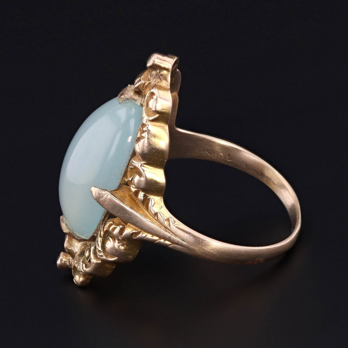 Antique Chalcedony Ring of 10k Gold Ring - Trademark Antiques