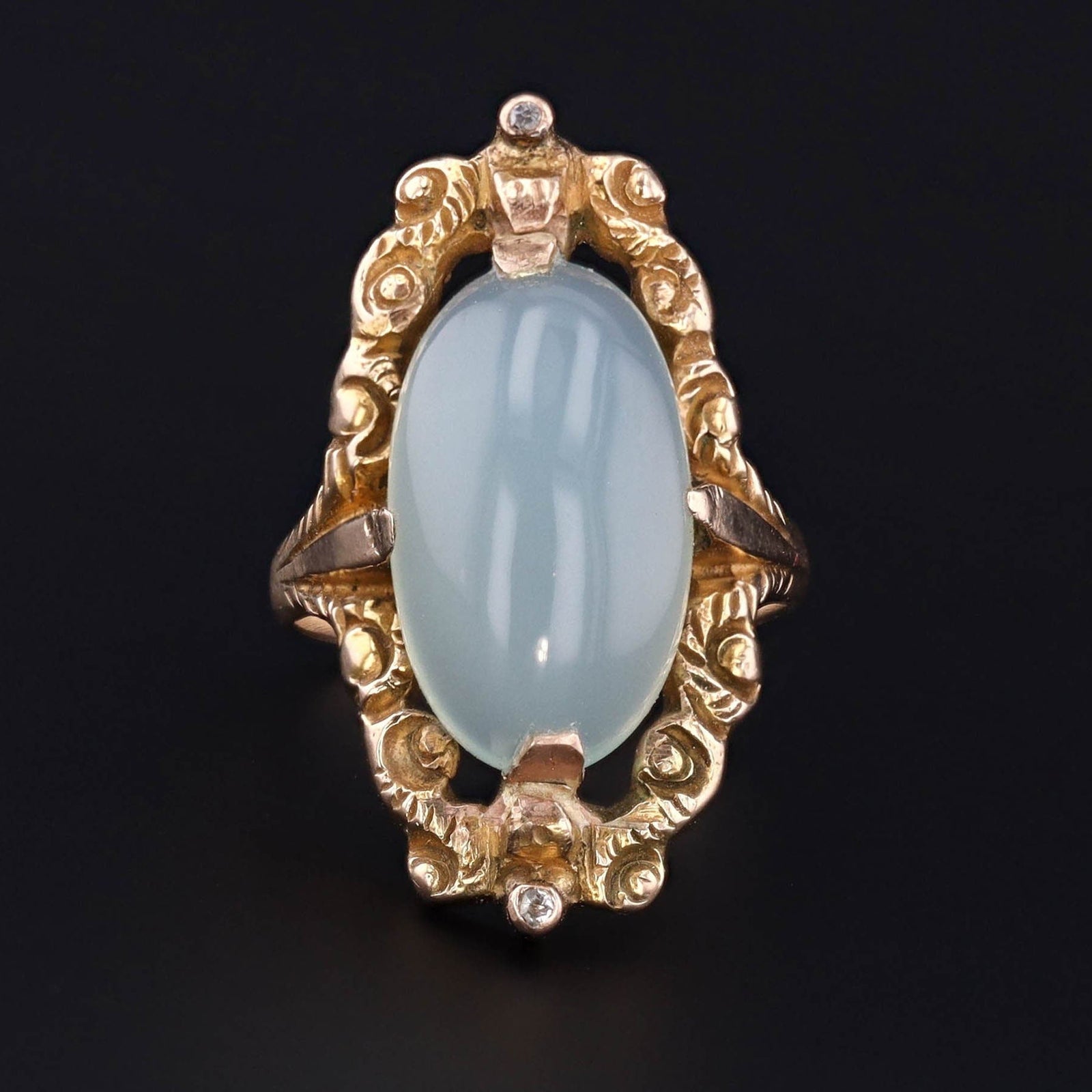 Antique Chalcedony Ring of 10k Gold Ring - Trademark Antiques