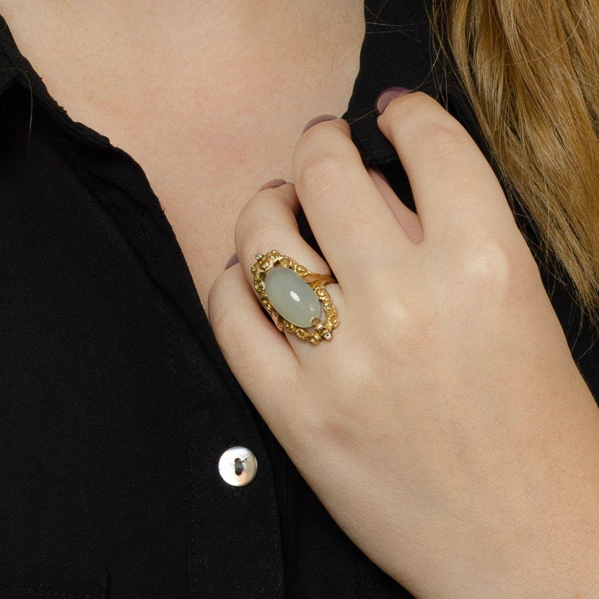 Antique Chalcedony Ring of 10k Gold Ring - Trademark Antiques