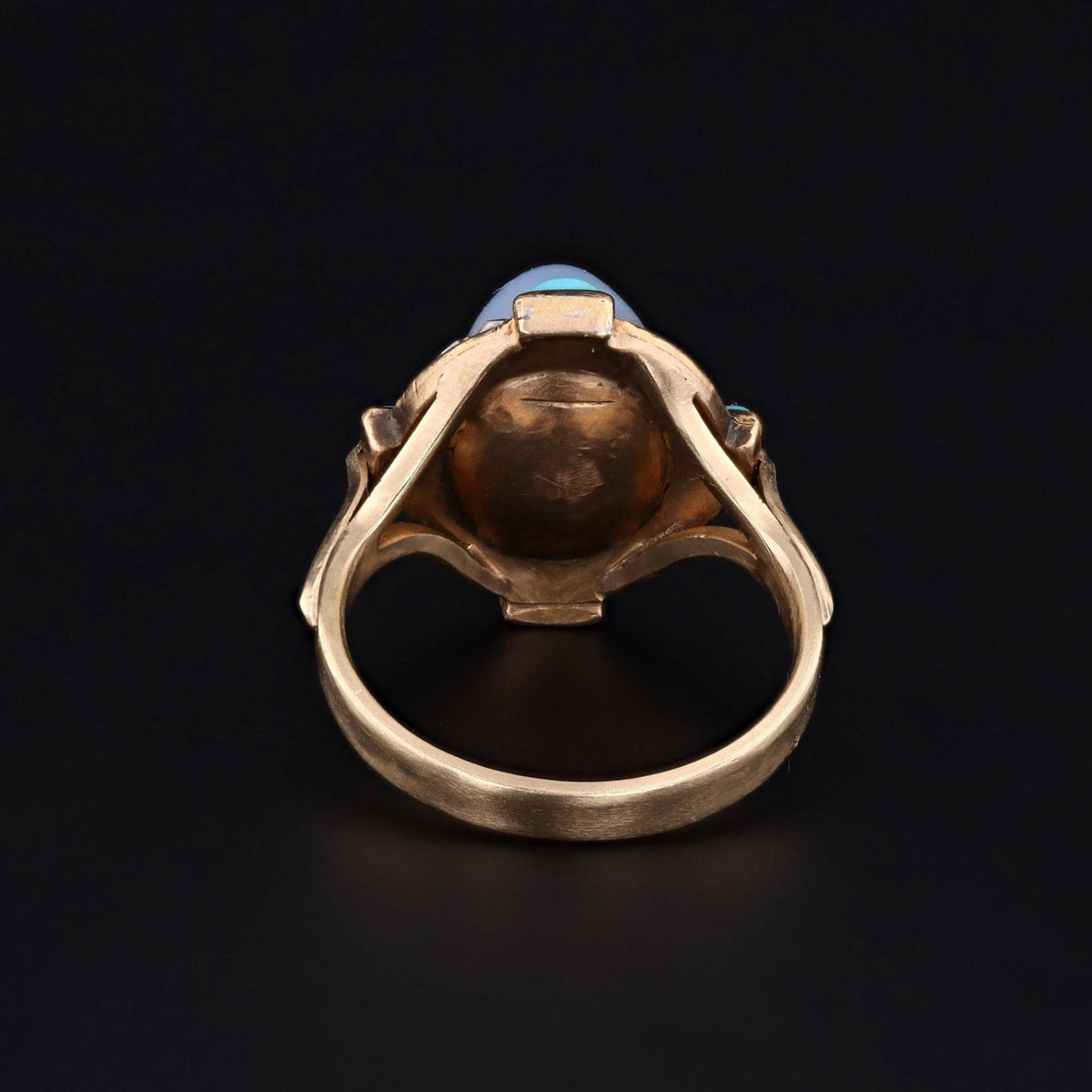 Antique Chalcedony Turquoise and Diamond Conversion Ring of 14k Gold - Trademark Antiques