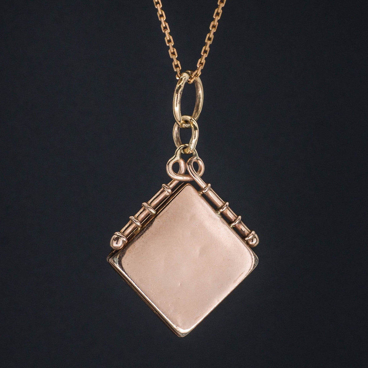 Antique Checkerboard Locket | Mixed Metal Locket - Trademark Antiques