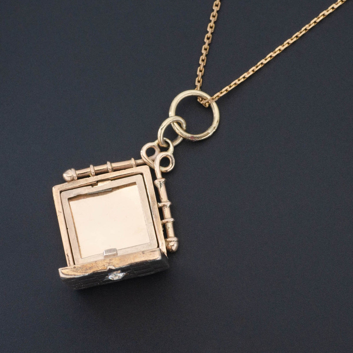 Antique Checkerboard Locket | Mixed Metal Locket - Trademark Antiques