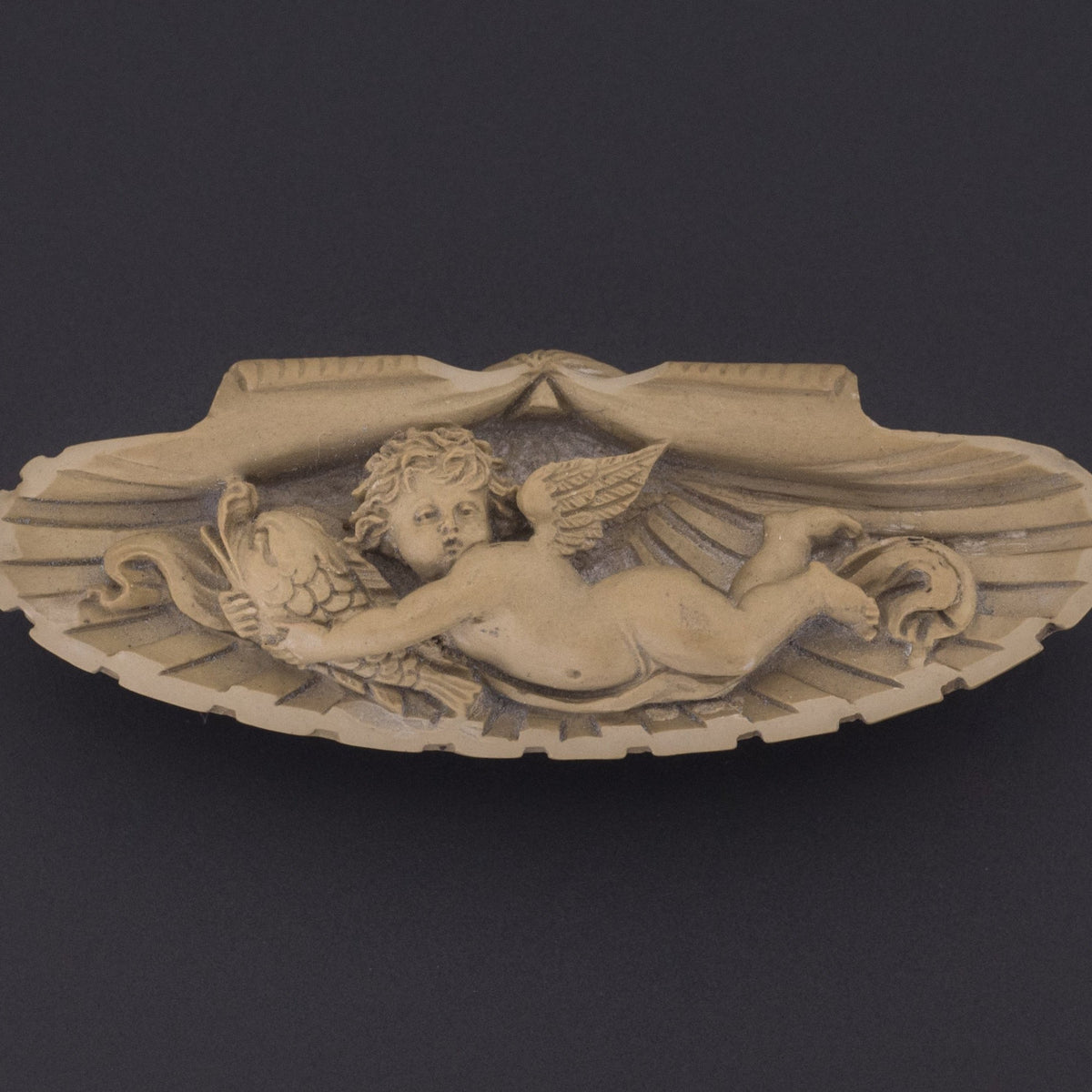 Antique Cherub Brooch | Lava Cameo Brooch - Trademark Antiques