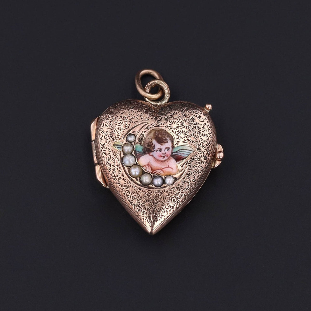 Antique Cherub Locket of Gold - Trademark Antiques