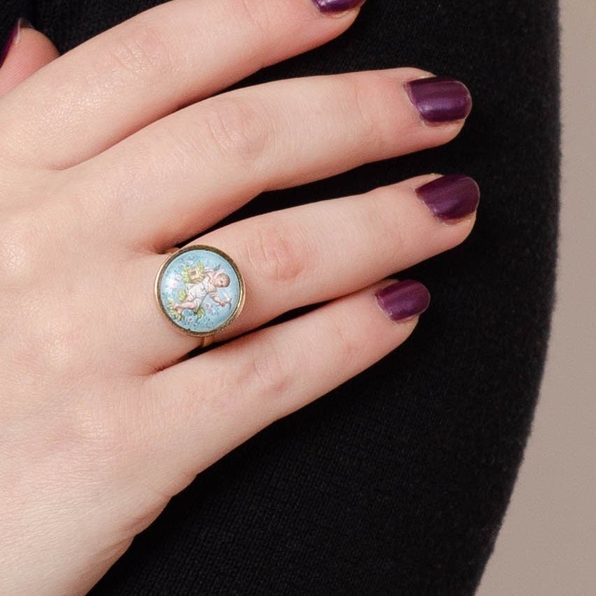 Antique Cherub Ring | 14k Gold Ring - Trademark Antiques