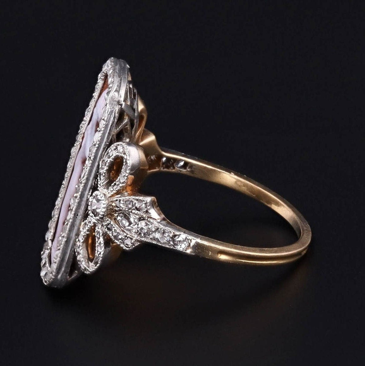 Antique Cherub Ring | Platinum Topped 18k Gold Ring - Trademark Antiques