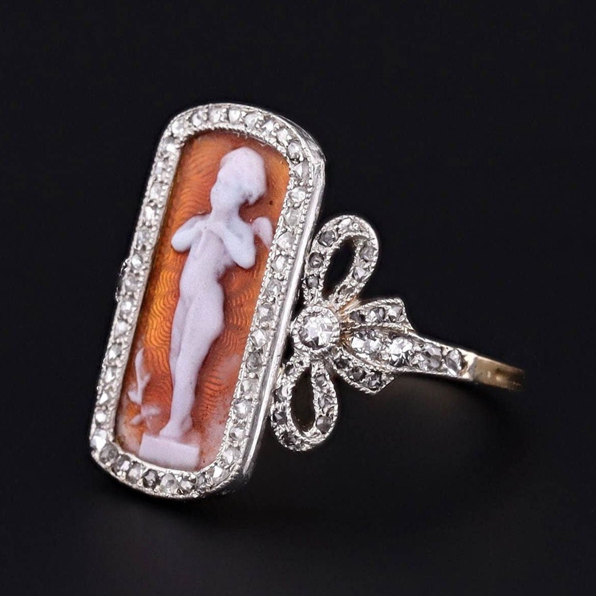Antique Cherub Ring | Platinum Topped 18k Gold Ring - Trademark Antiques