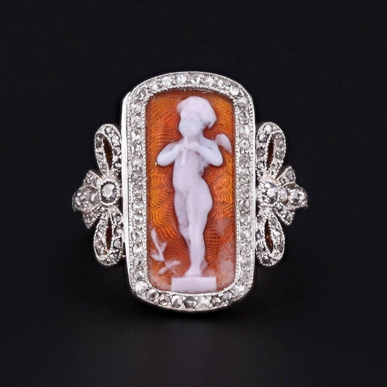 Antique Cherub Ring | Platinum Topped 18k Gold Ring - Trademark Antiques