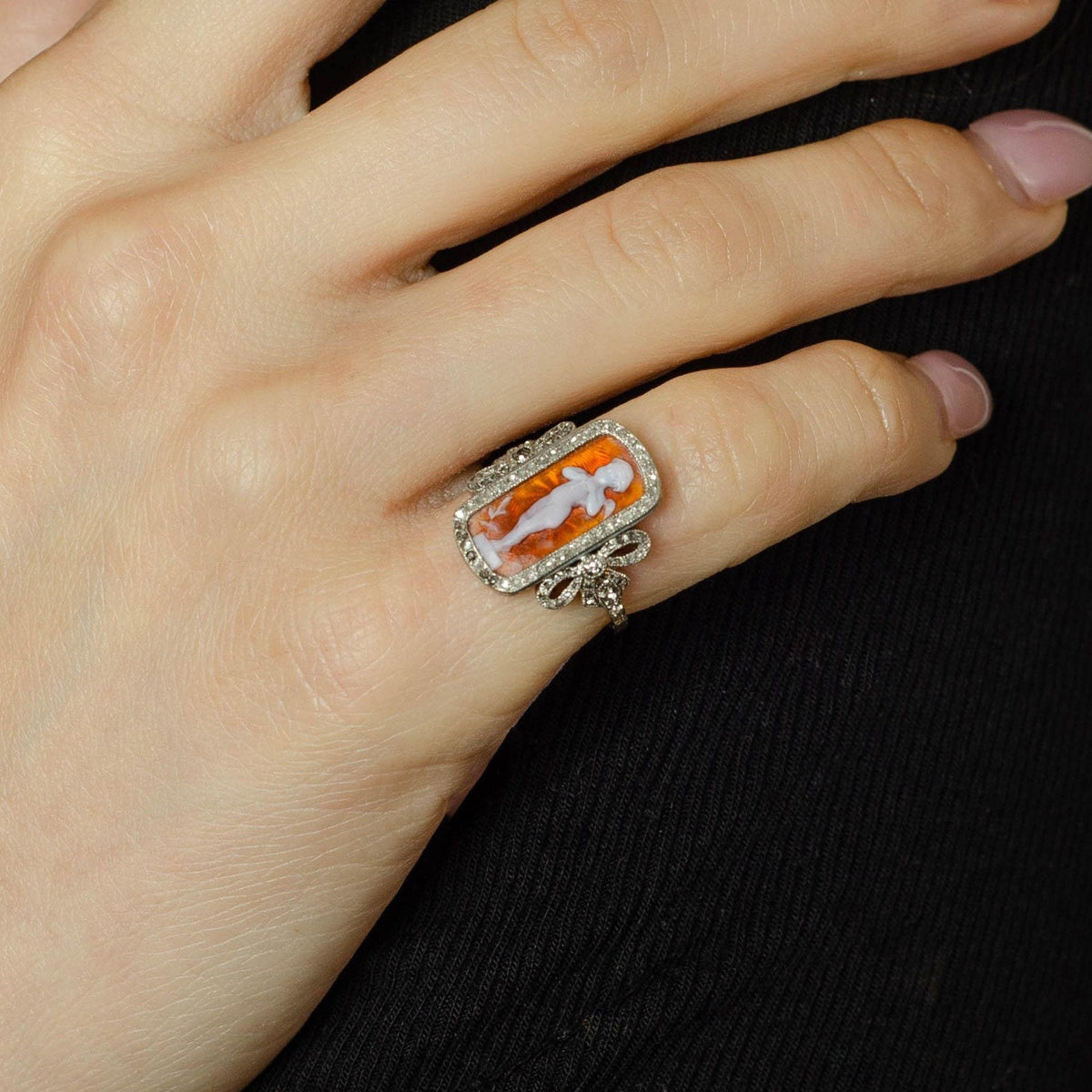 Antique Cherub Ring | Platinum Topped 18k Gold Ring - Trademark Antiques