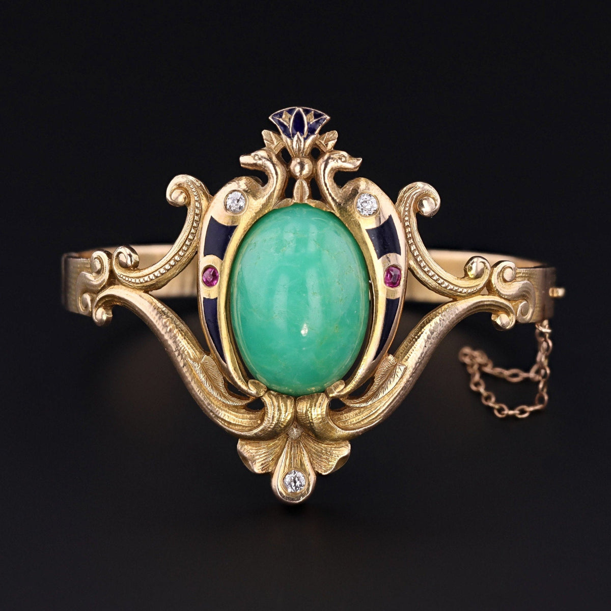 Antique Chrysoprase Bracelet | Egyptian Revival Bracelet - Trademark Antiques