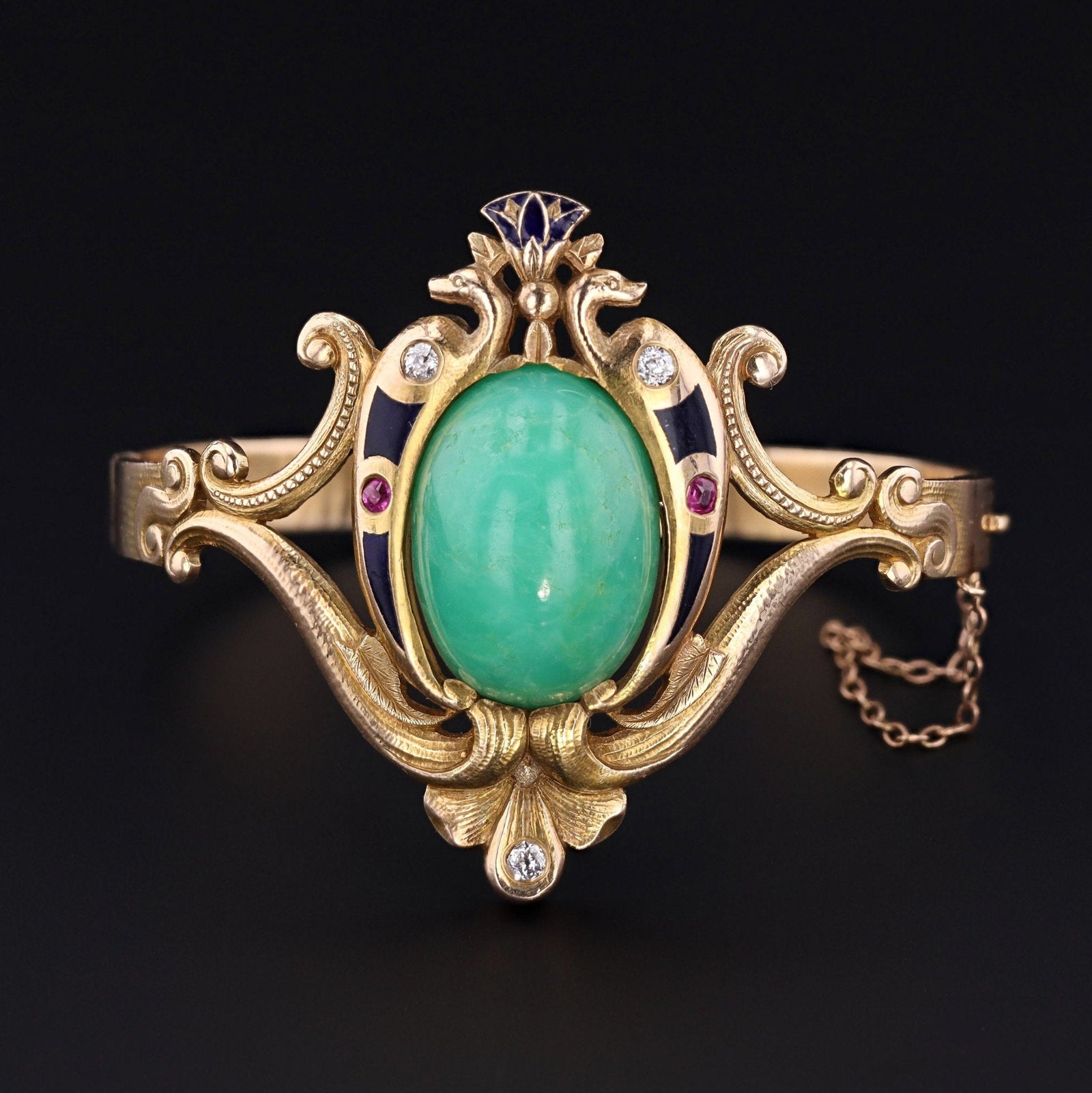 Antique Chrysoprase Bracelet | Egyptian Revival Bracelet - Trademark Antiques