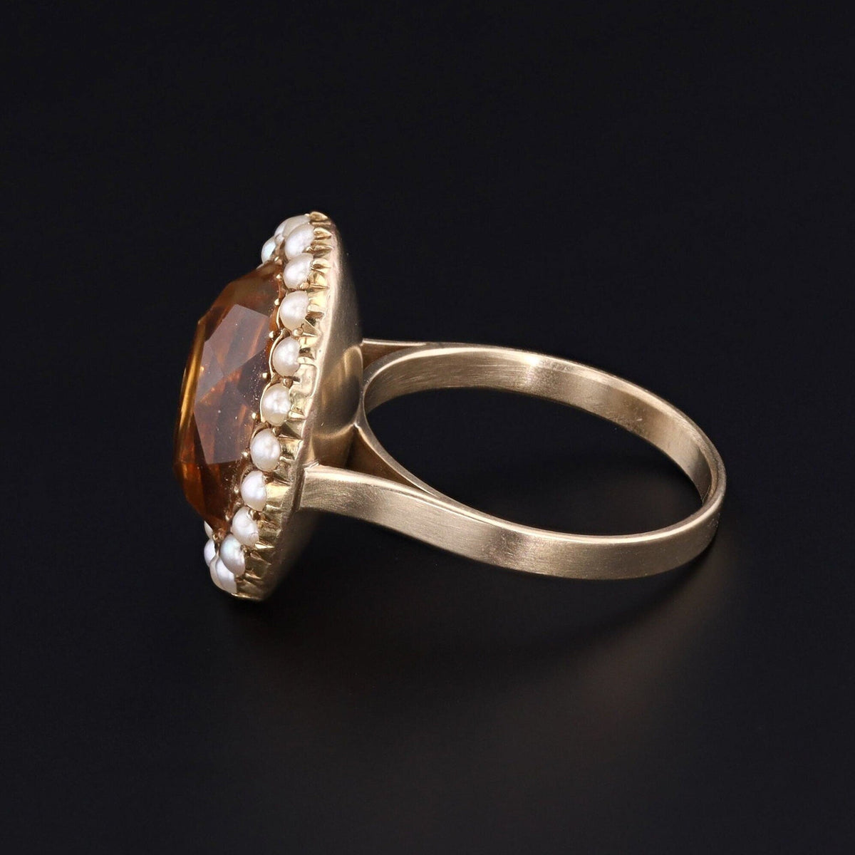 Antique Citrine and Pearl Conversion Ring of 14K Gold - Trademark Antiques