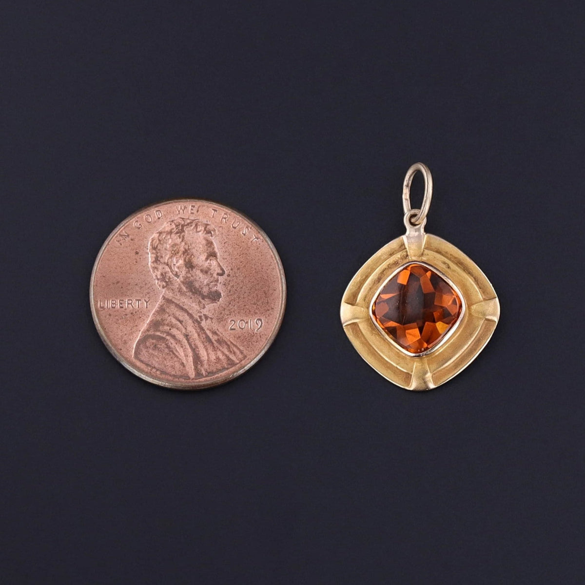 Antique Citrine Conversion Charm of 14k Gold - Trademark Antiques