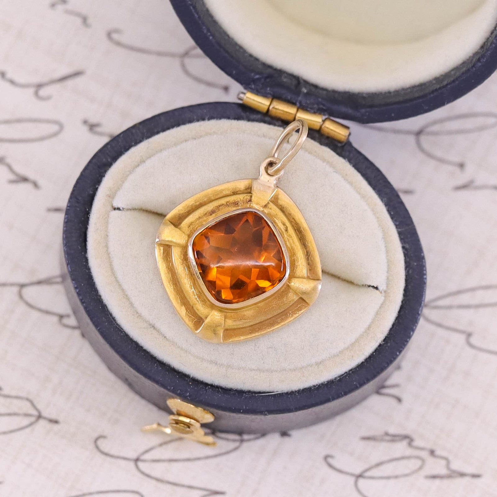 Antique Citrine Conversion Charm of 14k Gold - Trademark Antiques