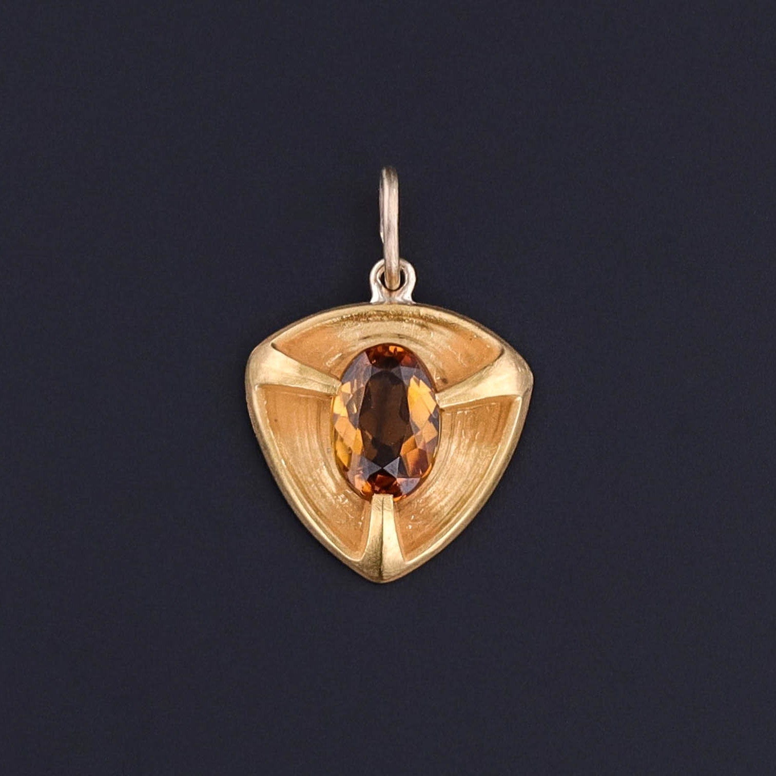 Antique Citrine Shield Charm of 14k Gold - Trademark Antiques