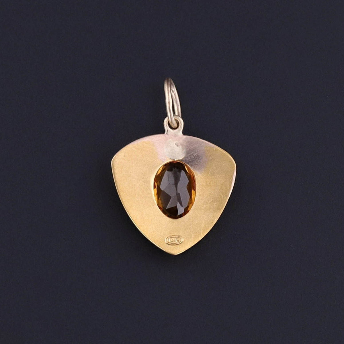 Antique Citrine Shield Charm of 14k Gold - Trademark Antiques