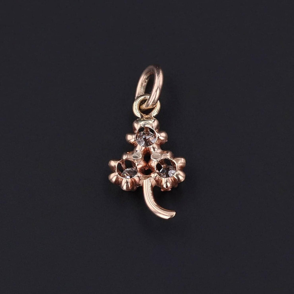 Antique Clover Flower with Diamond Conversion Charm of 10k Gold - Trademark Antiques
