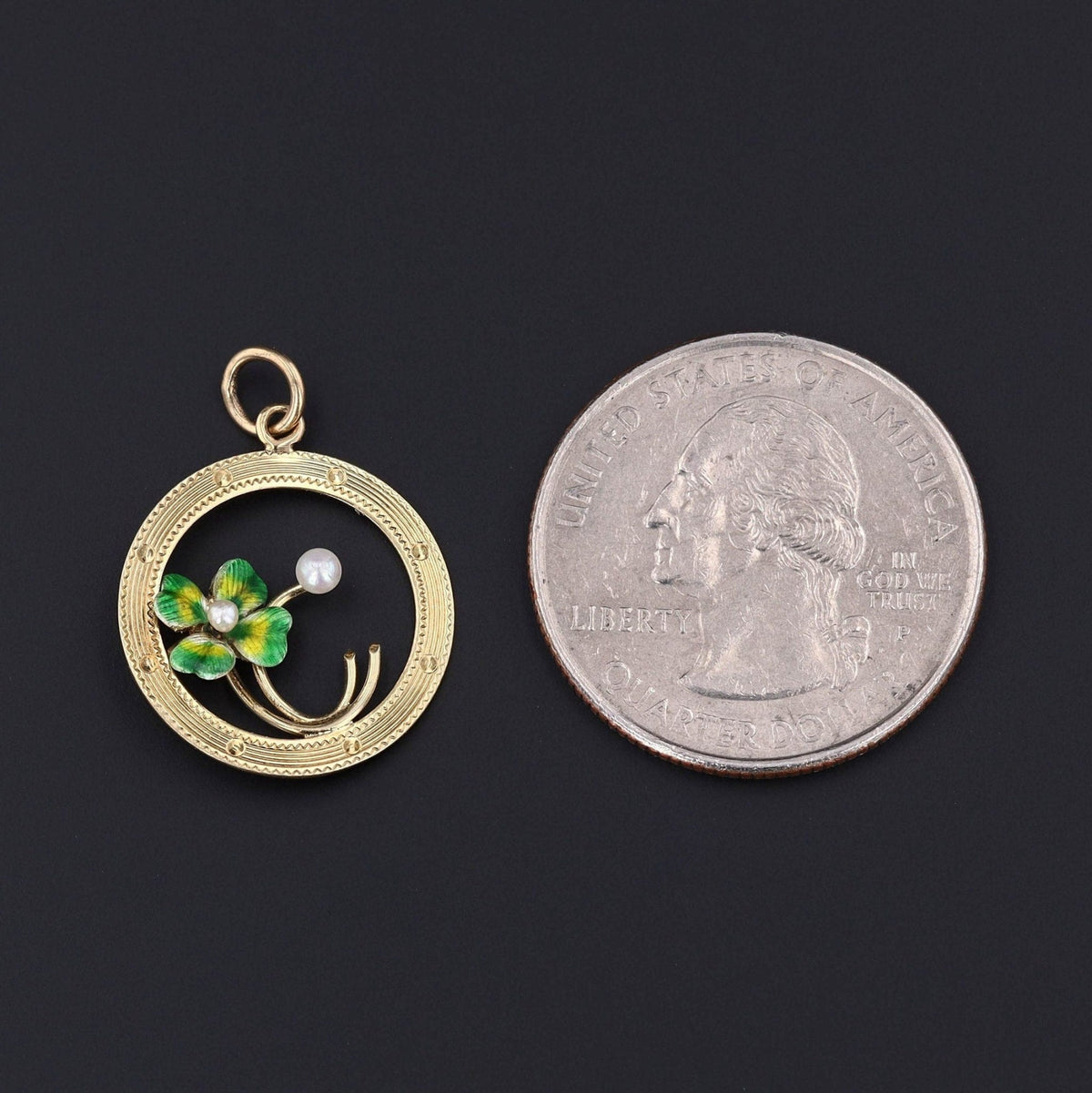 Antique Clover Pendant | Enamel Clover - Trademark Antiques