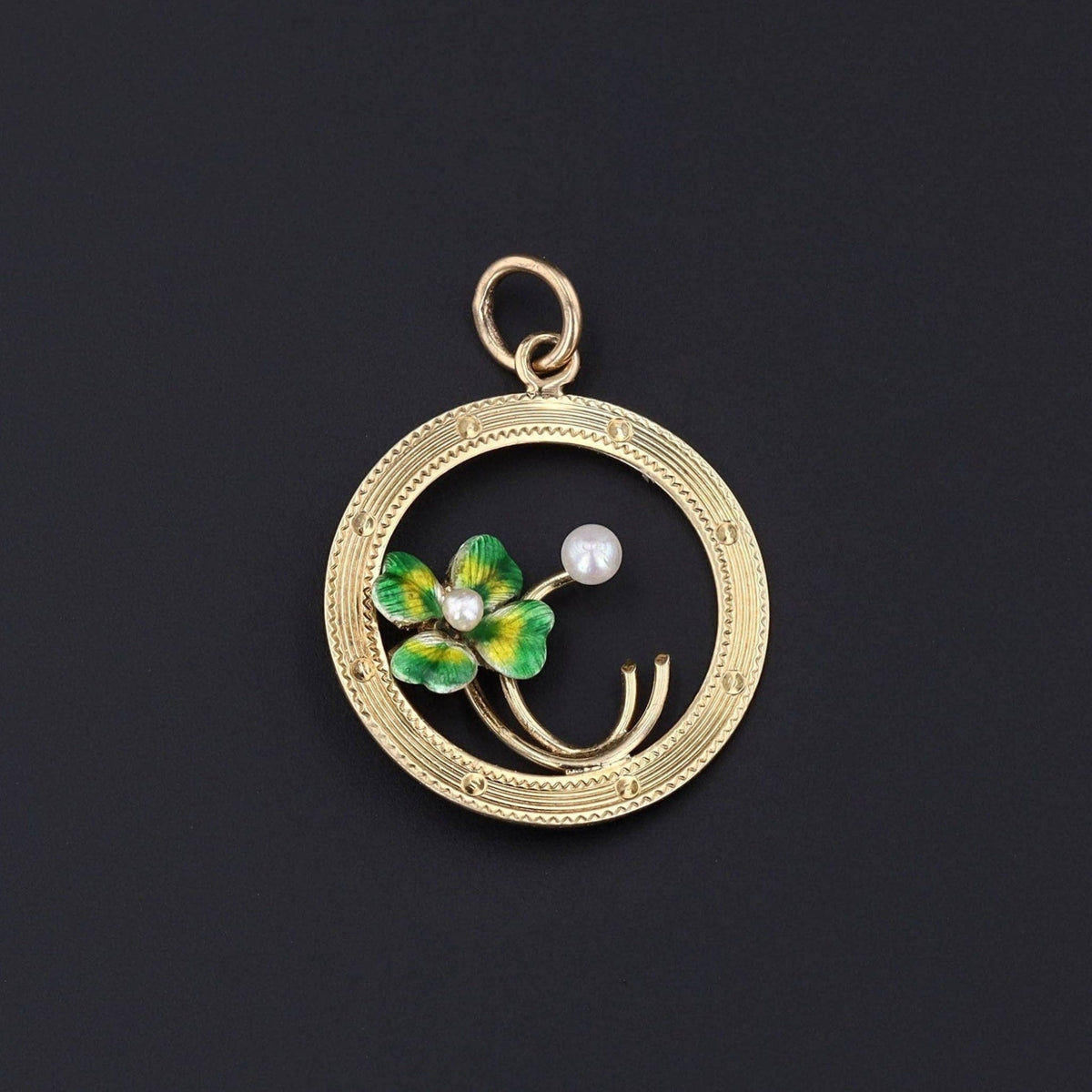 Antique Clover Pendant | Enamel Clover - Trademark Antiques