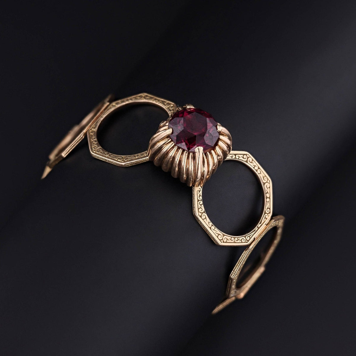Antique Convertible Garnet Bracelet Ring of 14k Gold - Trademark Antiques