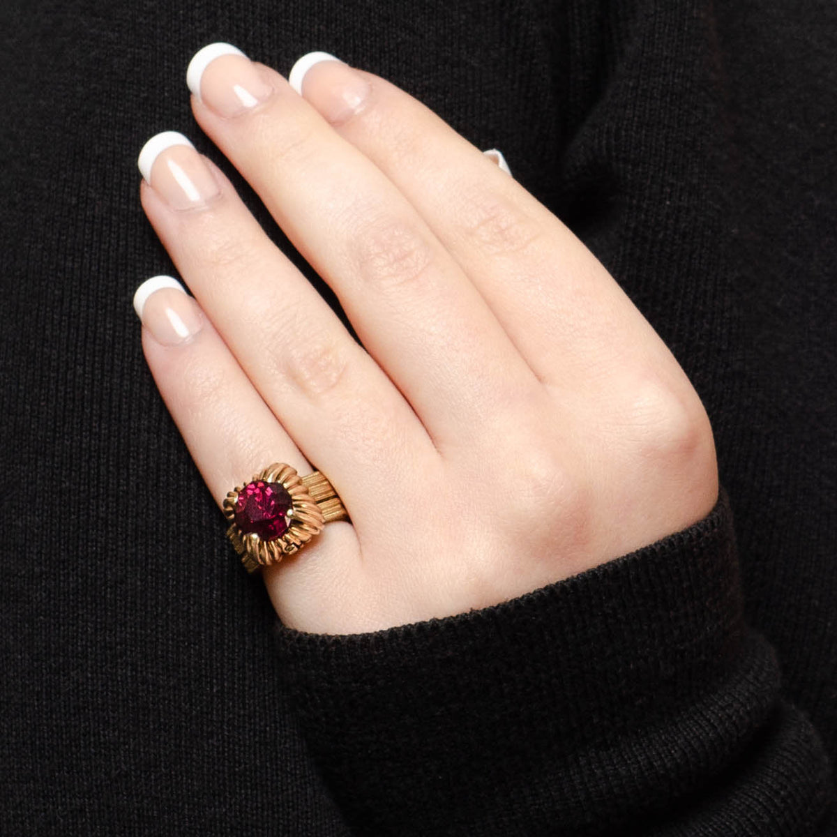 Antique Convertible Garnet Bracelet Ring of 14k Gold - Trademark Antiques