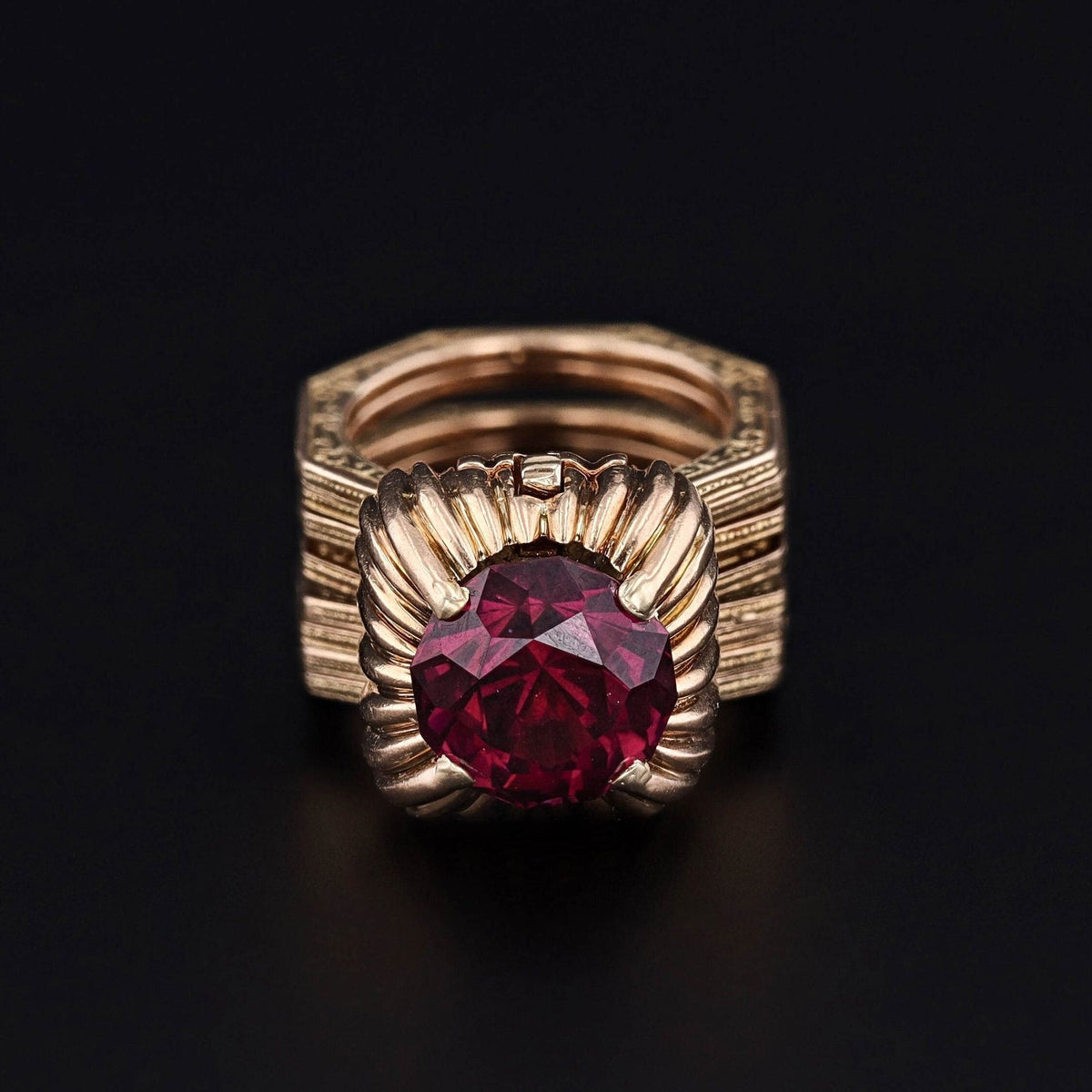 Antique Convertible Garnet Bracelet Ring of 14k Gold - Trademark Antiques