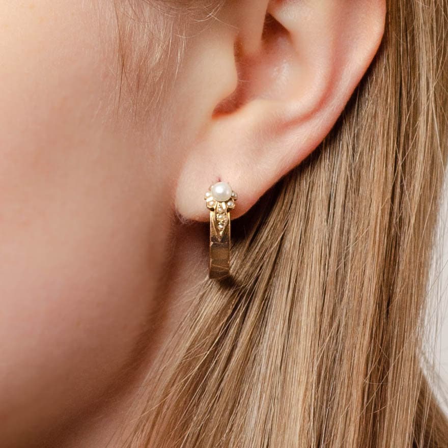 Antique Convertible Pearl Ring or Earrings of 14k Gold - Trademark Antiques