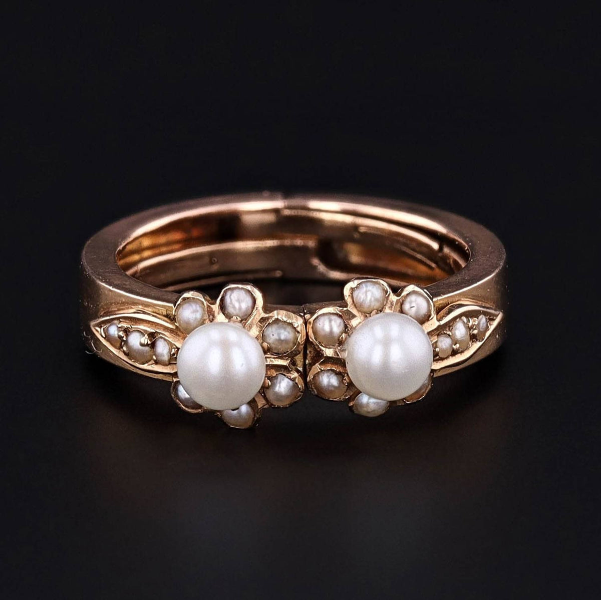 Antique Convertible Pearl Ring or Earrings of 14k Gold - Trademark Antiques