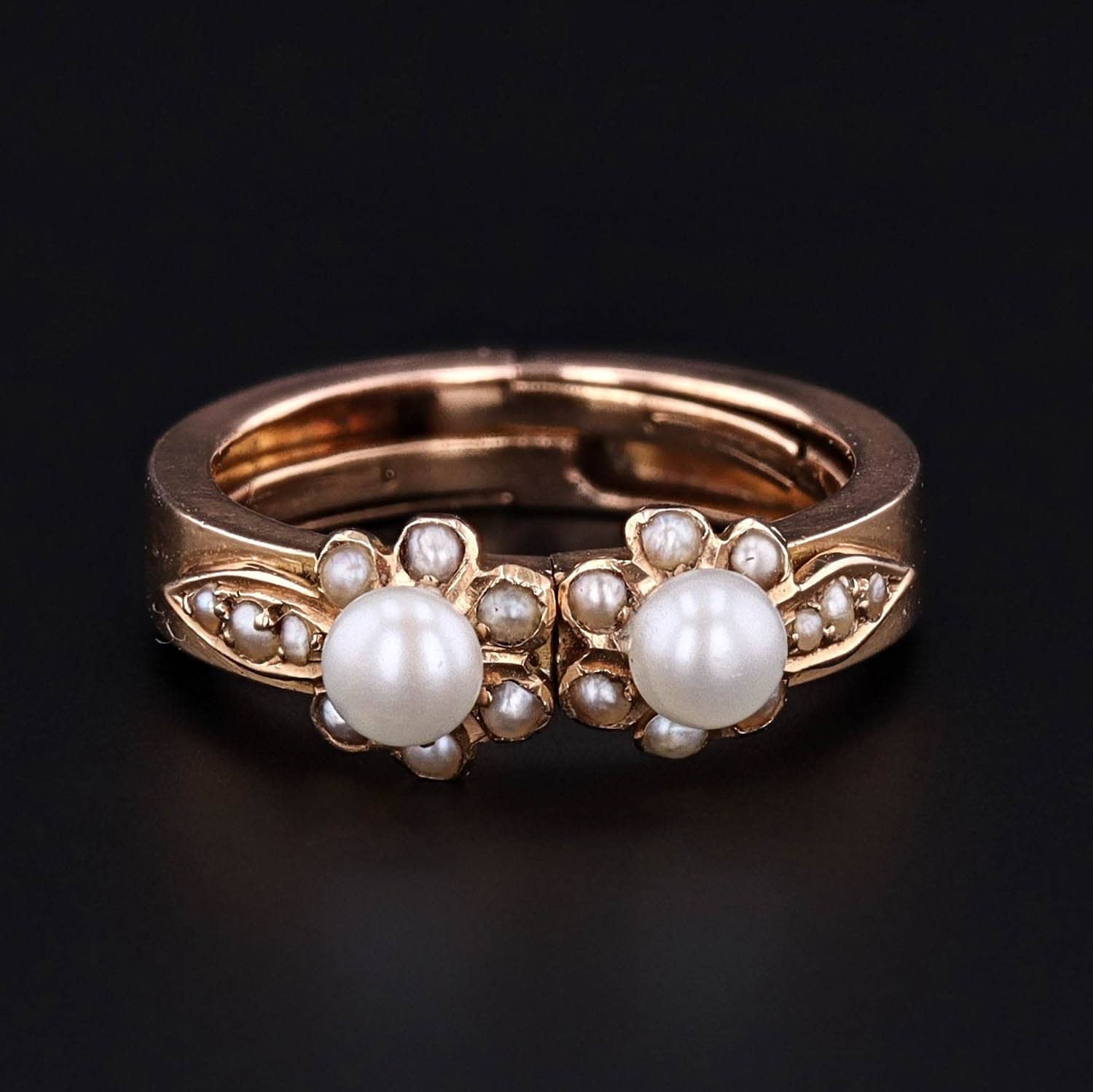 Antique Convertible Pearl Ring or Earrings of 14k Gold - Trademark Antiques