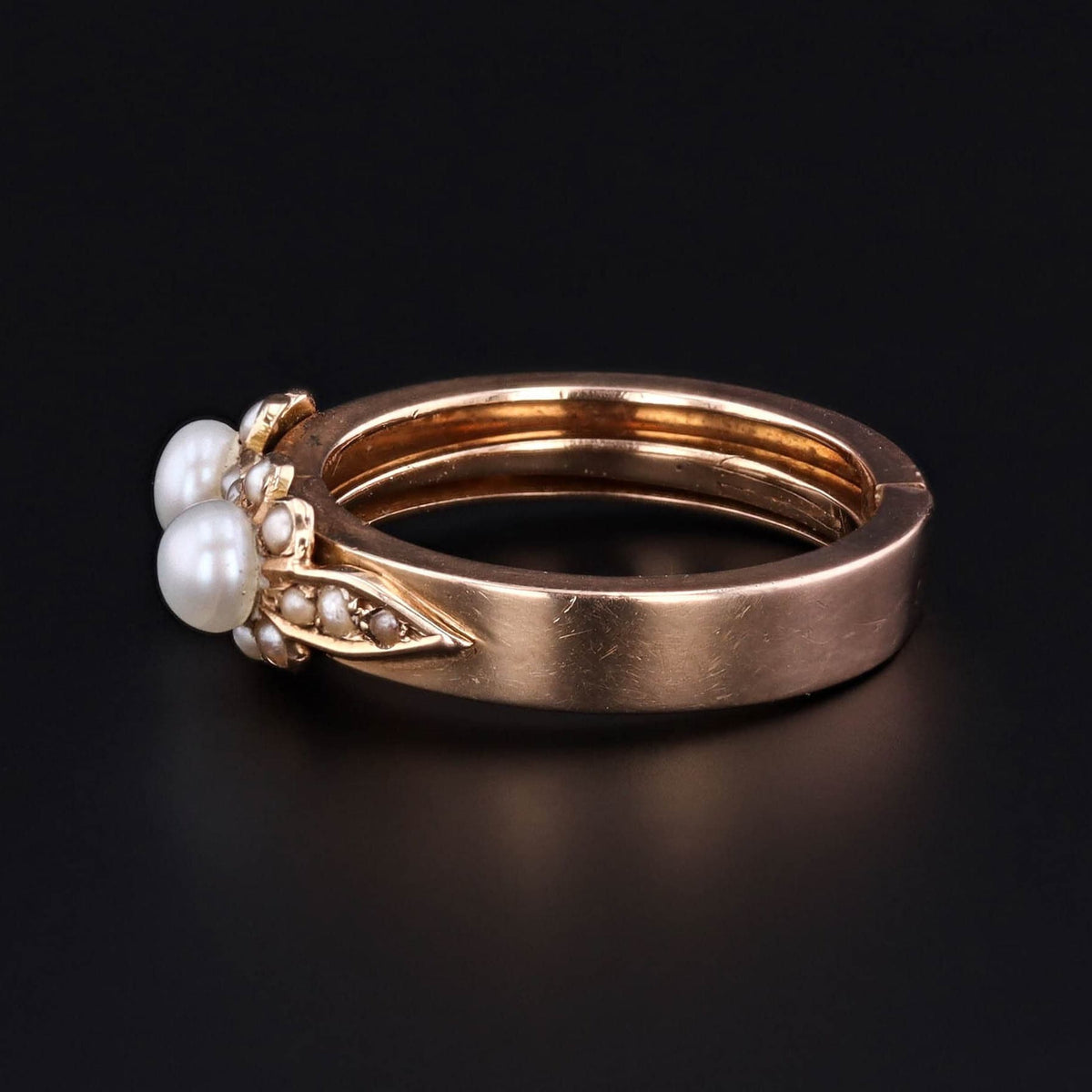 Antique Convertible Pearl Ring or Earrings of 14k Gold - Trademark Antiques